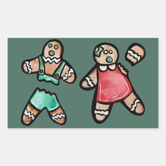 Ginger Bread Couple Snap Gingerbread man cookies   Rectangular Sticker (Front)