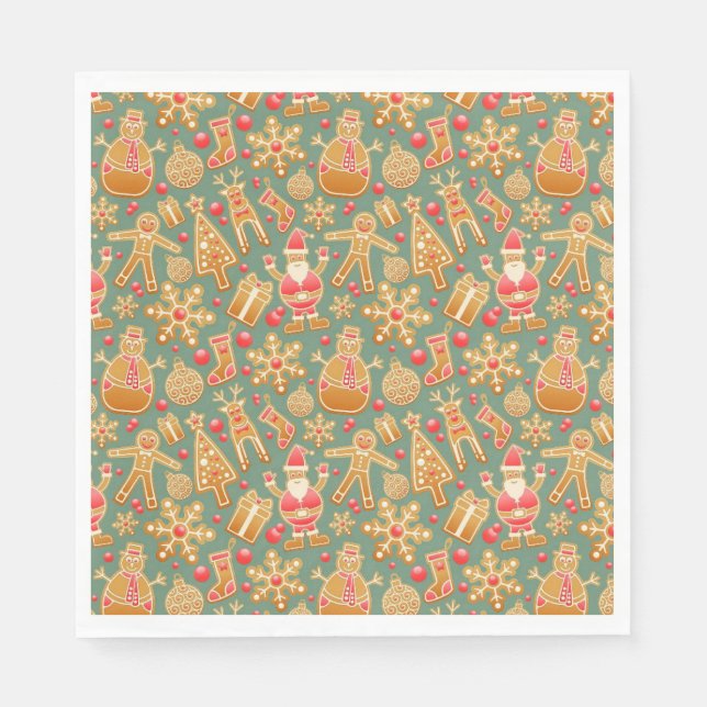 Ginger Bread Man Pattern National Gingerbread Day  Napkin (Front)