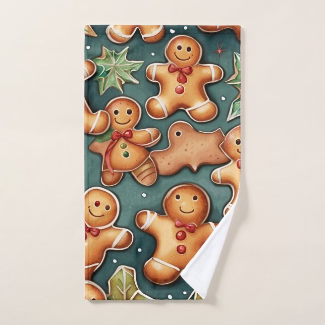 Ginger breadman cute Christmas Design  Bath Towel Set (Hand Towel)