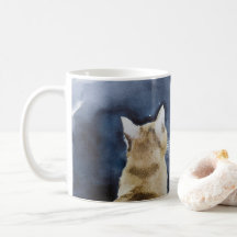 Ginger Cat and Full Moon Classic Mug