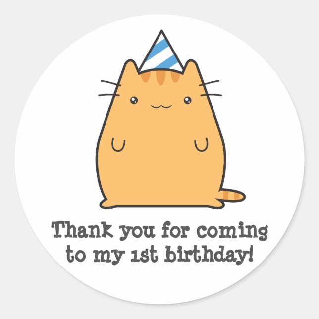 Ginger Cat Birthday Classic Round Sticker (Front)