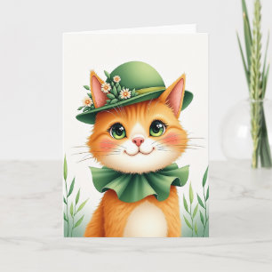 Ginger Cat Bowler Hat Portrait Card