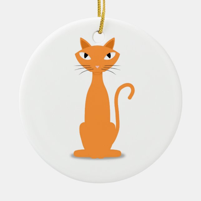 Ginger Cat Ceramic Tree Decoration (Front)