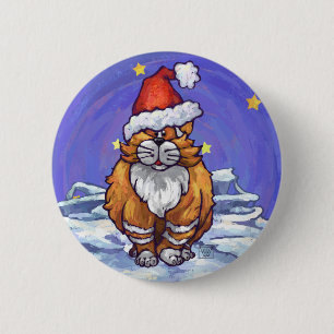 Ginger Cat Christmas 6 Cm Round Badge