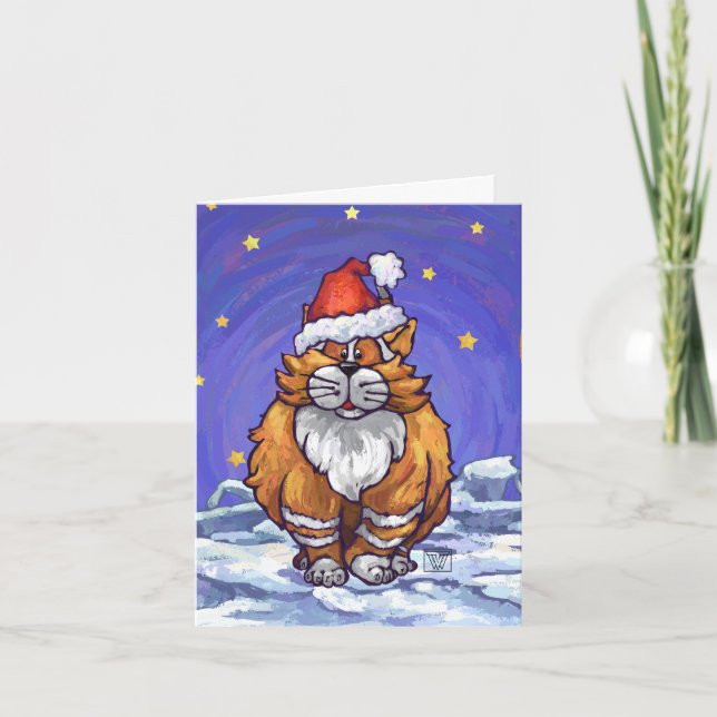 Ginger Cat Christmas Holiday Card (Front)