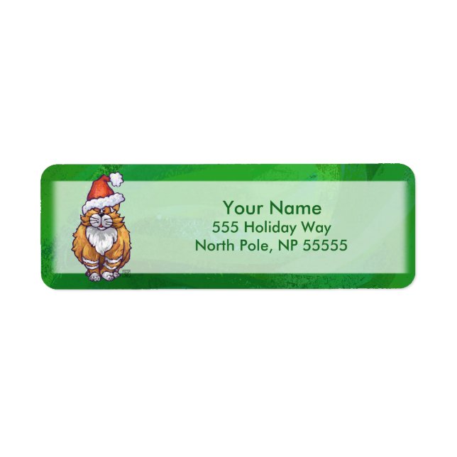 Ginger Cat Christmas On Green (Front)