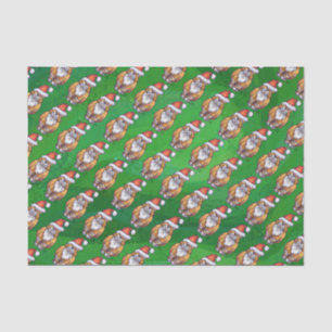 Ginger Cat Christmas On Green Tissue Paper