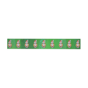 Ginger Cat Christmas On Green Wraparound Address Label