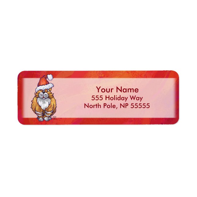 Ginger Cat Christmas On Red (Front)