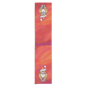 Ginger Cat Christmas On Red Short Table Runner