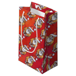 Ginger Cat Christmas On Red Small Gift Bag