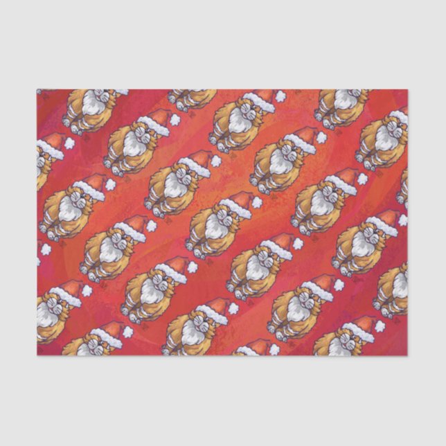 Ginger Cat Christmas On Red Tissue Paper (Front)