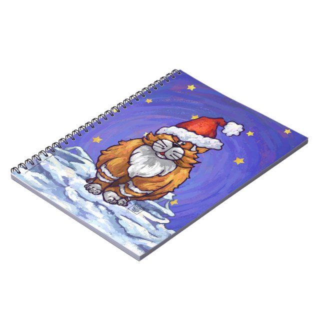 Ginger Cat Christmas Spiral Notebook (Left Side)
