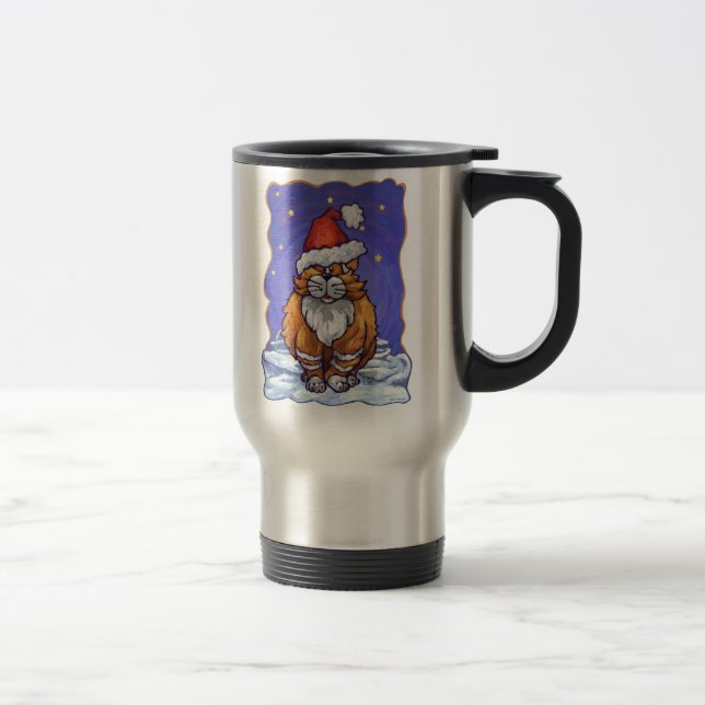 Ginger Cat Christmas Travel Mug (Right)