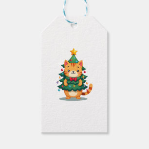 Ginger Cat Christmas Tree Cute Xmas 2 Gift Tags
