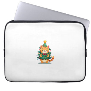 Ginger Cat Christmas Tree Cute Xmas 2 Laptop Sleeve
