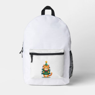 Ginger Cat Christmas Tree Cute Xmas 2 Printed Backpack