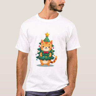 Ginger Cat Christmas Tree Cute Xmas 2 T-Shirt