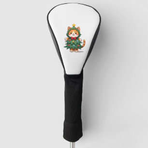 Ginger Cat Christmas Tree Cute Xmas 3 Golf Head Cover