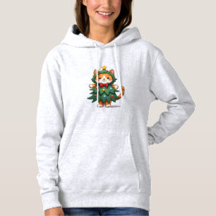 Ginger Cat Christmas Tree Cute Xmas 3 Hoodie