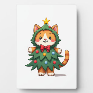 Ginger Cat Christmas Tree Cute Xmas 3 Plaque