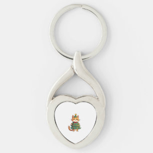 Ginger Cat Christmas Tree Cute Xmas 4 Key Ring