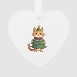 Ginger Cat Christmas Tree Cute Xmas 4 Ornament