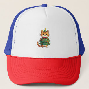 Ginger Cat Christmas Tree Cute Xmas 4 Trucker Hat