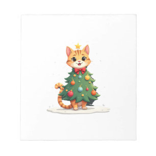 Ginger Cat Christmas Tree Cute Xmas Girls Kids Tod Notepad