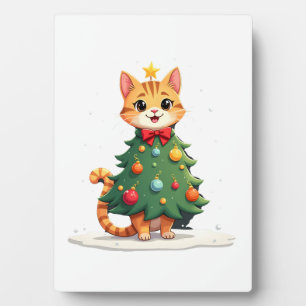 Ginger Cat Christmas Tree Cute Xmas Girls Kids Tod Plaque