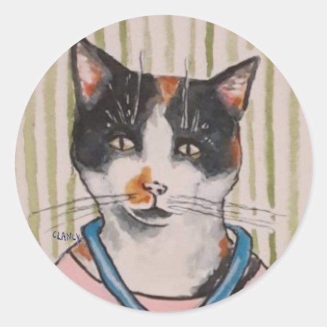 Ginger Cat Classic Round Sticker (Front)