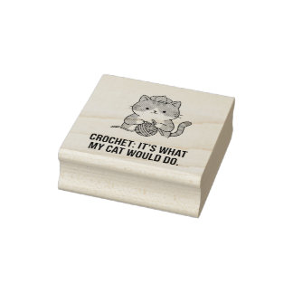 Ginger Cat Cute Blue Hat Crochet Mail Accessory Rubber Stamp
