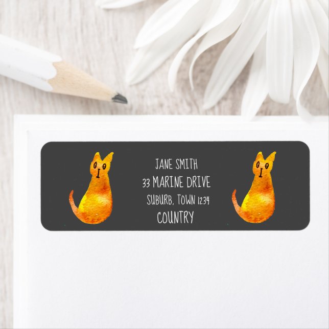 Ginger cat cute watercolor illustration art (Insitu)