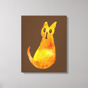 Ginger cat cute watercolor illustration art canvas print