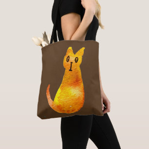 Ginger cat cute watercolor illustration art tote bag