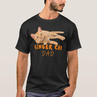 Ginger Cat Dad Funny Cute Lazy Orange Tabby Cat T-Shirt