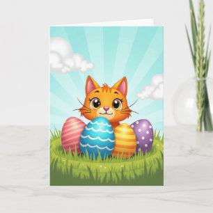 Ginger Cat Easter Eggs Card