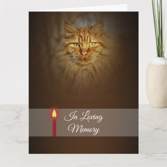 Ginger cat face photo red candle  | Personalise Card (Front)