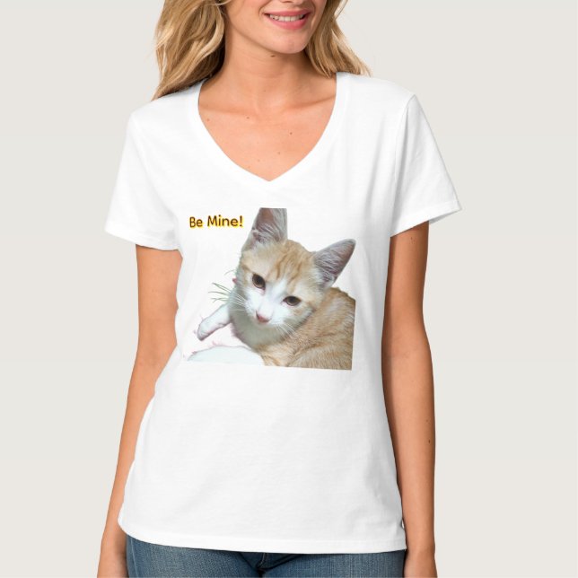 Ginger Cat , Funny Text, Customise With Your Photo T-Shirt (Front)