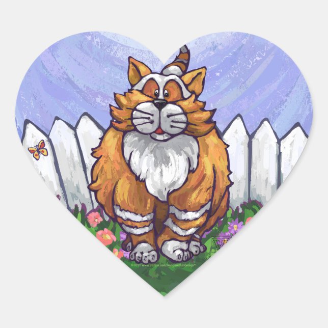 Ginger Cat Gifts & Accessories Heart Sticker (Front)
