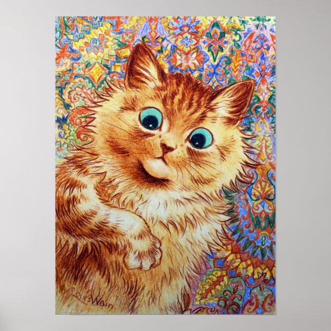 Ginger Cat, Louis Wain Poster (Front)