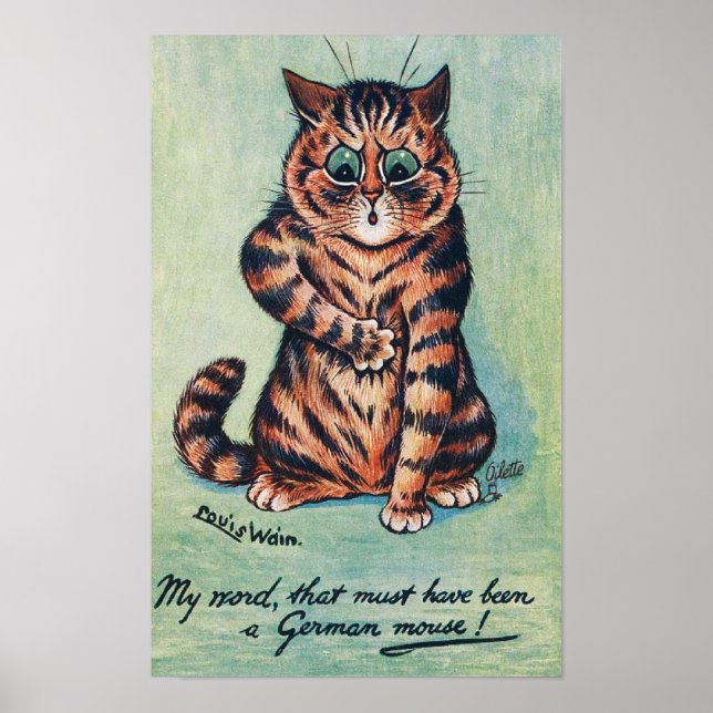 Ginger Cat, Louis Wain Poster (Front)