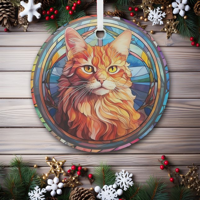 Ginger Cat Mosaic Stained Glass Tree Decoration (Creator Uploaded)