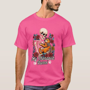 Ginger Cat Mum Ginger Cat Mama Skeleton My Therapi T-Shirt