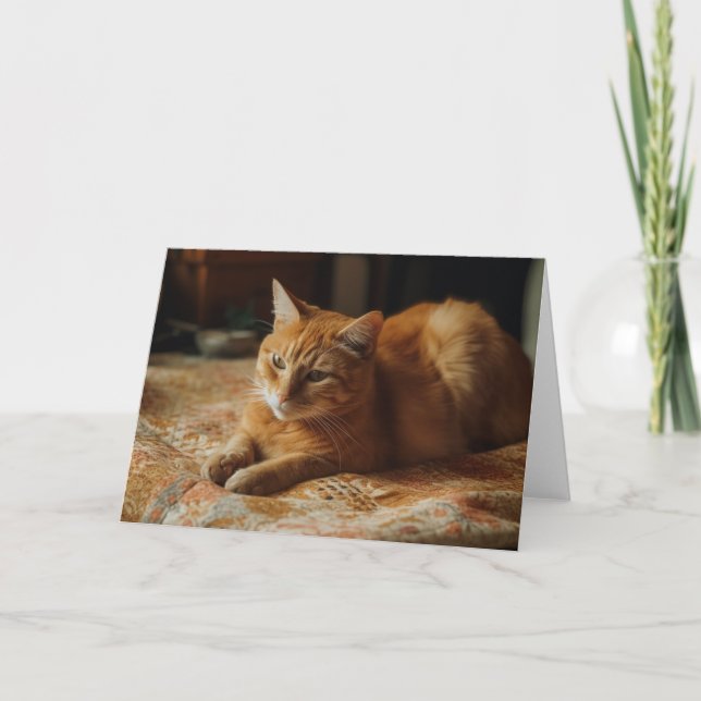 Ginger Cat on a Bed All Occasions  Card (Front)