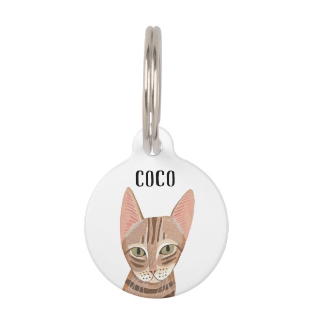 Ginger Cat Personalised Pet ID Tag Cute Name (Front)