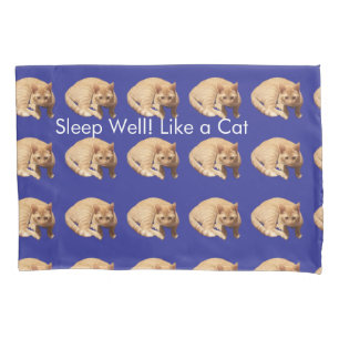 Ginger Cat Photo Humor Text Blue Red  Pillowcase
