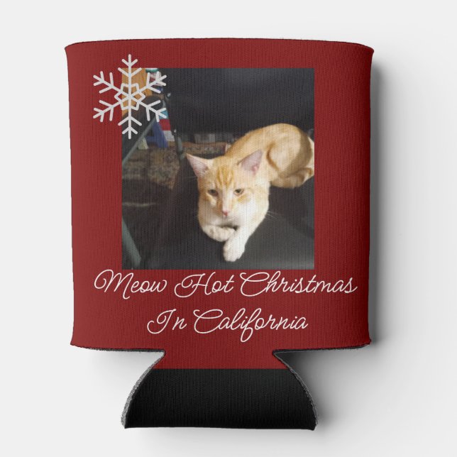 Ginger Cat Photo Text Customise Can Cooler (Back)