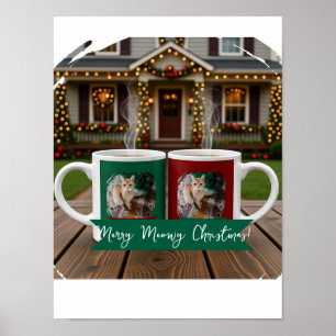 Ginger cat, Photo Text Customize ,Meowy Christmas, Poster