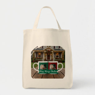 Ginger cat, Photo Text Customize ,Meowy Christmas, Tote Bag